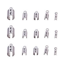 150Pcs/Box Stainless Steel Folding Cord Crimp Ends Leather Clip Tips Connector Fastener Clasps For DIY Jewelry Making Findings 2024 - buy cheap