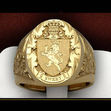 Мужское кольцо в стиле ретро, Золотая Корона, щит льва, Тотем 2024 - купить недорого