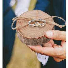 Wood Round Ring Box for Lawn Wedding Party Supplies Bride and Groom Ring Holder for Bridesmaid Proposal Ring Box for Lover Gifts 2024 - buy cheap