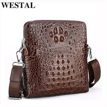 WESTAL-Bolso de cuero para hombre, bandolera con diseño de cocodrilo, Estilo Vintage, 1126 2024 - compra barato