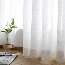 Cortina de tul de lino blanco para sala de estar, cortina de gasa transparente sólida para ventana de dormitorio y cocina, con acabado 2024 - compra barato
