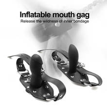 Inflatable Dildo Open Mouth Gag Oral Fixation PU Leather Fetish BDSM Bondage Erotic Mouth Stuffed Sex Toys For Couple Adult Game 2024 - buy cheap
