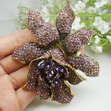 Vintage Style Brooch Purple Rhinestones Crystal Orchid Flower Brooch Pin Fashion Woman Flower Brooches Free Shipping 2024 - buy cheap