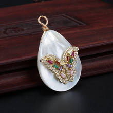 colorful cz crystal paved butterfly insect charm natural white water drop mother pearl shell pendant link choker necklace women 2024 - buy cheap