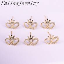 10Pairs Gold color delicate earring, Heart Shape Zircon Crystal cz micro pave Small Stud Earrings 2024 - buy cheap