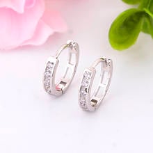 Real 925 Sterling Silver Round Circle Cubic Zirconia Hoop Earring Women Girl Jewelry Boucle D'oreille Oorbellen Brinco 2020 NEW 2024 - buy cheap