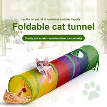 Túnel plegable para gatos, rompecabezas de arcoíris con 2 agujeros, canal de cueva para gatos, ejercicio, escondite, entrenamiento, juguete interactivo para mascotas, productos para mascotas 2024 - compra barato