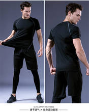 Camisa de ginástica dos homens treino de fitness camisa de compressão de secagem rápida correndo camiseta elástica esportiva basquete ropa deportiva 2024 - compre barato