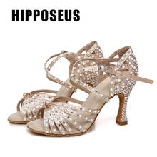 Hipposeus-zapatos de baile para niña y salón, calzado de baile latino para mujer, zapatos de baile Tango modernos con diamantes de imitación, sandalias de Salsa 2024 - compra barato
