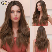 GEMMA Long Wavy Lace Synthetic Ombre Honey Brown Lace Part Wigs Natural Middle Part Hair Wig For Women Cosplay Heat Resist Wig 2024 - buy cheap