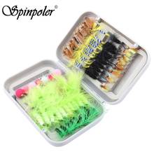 Spinpoler-moscas de pesca con mosca, insectos, mariposa, diferentes estilos, con gancho de acero de alto carbono, 80 unids/caja, cebo 2024 - compra barato