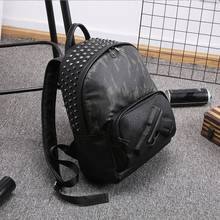 Men Rivet Backpack PU Leather Backpacks Large School Bag For Teenagers Girls Boys Camouflage Black Rucksack 2024 - buy cheap