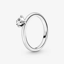 2020 New Original 925 Sterling Silver Clear Heart Solitaire Ring For Women Resizable Wedding Engagement Pan Rings DropShipping 2024 - buy cheap