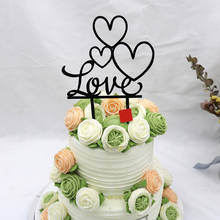 INS Love Heart Acrylic Wedding Cake Topper Black Valentine's Day Cake Decorations for Anniversary Wedding  Party Cake Supplies 2024 - buy cheap