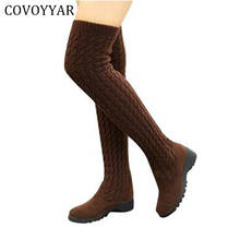 2022 Fashion Knitted Women Knee High Boots Elastic Slim Autumn Winter Warm Long Thigh High Boots Woman Shoes Size 40 WBS539 2024 - buy cheap