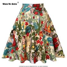 Faldas con estampado Floral de animales para mujer, faldas de cintura alta, estilo Vintage de algodón, línea A, años 50 A 60, VD0020 2024 - compra barato