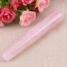 Bastão de massagem reiki com cristal de quartzo rosa natural, bastão de massagem terapêutico 2024 - compre barato