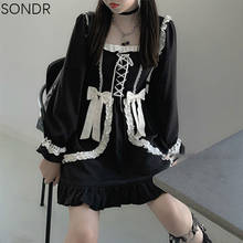 Cute Maid Lolita Gothic Dress Girl Japanese Patchwork Vintage Designer Mini Dresses Kawaii Clothes Spring 2021 New Dress Women 2024 - buy cheap