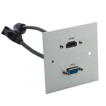 1 Gang Aluminum 86 Style VGA HDMI Female To Female Wall Plate With Backside 20 CM Length Short Cable 2024 - buy cheap