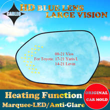 1 par de lentes de espejo retrovisor para coche Toyota, ViOS, Yaris/L, cristal azul Levin, gran visión con calefacción, punto ciego, marquesina de advertencia LED 2024 - compra barato