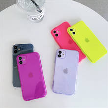 Твердый флуоресцентный цветной ударопрочный чехол для телефона iPhone 11 Pro Max XR X XS Max 7 8 Plus неоновый чехол мягкий TPU прозрачный чехол для телефона 2024 - купить недорого