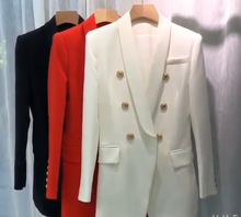 Blazer largo de alta calidad para mujer, Blazer con botones dorados y doble botonadura, moda 2019, gran oferta 2024 - compra barato