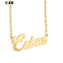 UAH Ester Name or Custom Personalized  Necklace Silver Gold  Name Pendant Necklace Women Wedding Jewelry Anniversary Mom Gift 2024 - buy cheap
