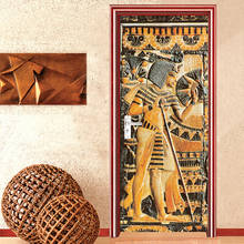 Домашний декор наклейка на дверь Европейский стиль ретро 3D рельеф египетский фараон статуя портрет обои ПВХ самоклеющиеся наклейки на дверь 2024 - купить недорого