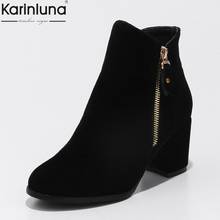 KARINLUNA 2018, triangulación de envíos, tallas grandes 33-43, botines de moda para mujer, zapatos de tacón alto para mujer, botines de moda femenina 2024 - compra barato