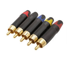 Conector macho RCA chapado en oro, 2 piezas, 5 colores, conectores RCA, adaptador de enchufe de altavoz de Audio 2024 - compra barato