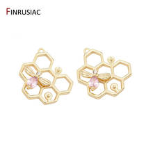 Designer Charms For Jewelry Making Unique 14K Gold Plated Copper Inlaid Zircon Honeycomb Pendant For Earrings Necklaces Fittings 2024 - buy cheap