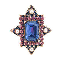 Alfileres de broche de estrella de ráfaga centrado en piedra rectangular azul, Estilo Vintage, Art Nouveau, bufanda, chal, traje de negocios, joyería para vestido 2024 - compra barato