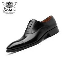 DESAI-zapatos de vestir formales para hombre, calzado Oxford de cuero genuino para oficina, elegantes, con cordones, para boda y fiesta, nuevo estilo 2024 - compra barato