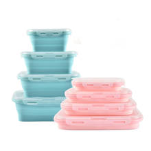 50 Sets Silicone Folding Bento Box Collapsible Portable Lunch Box Food Storage Containers with Lids Dishwasher Safe Wholesale 2024 - buy cheap