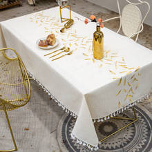 Rectangular Tablecloth Linen Home Dining Table Covers Outdoor Tea Desk Decoration Party Table Cloth Embroidered Leaves 2024 - buy cheap