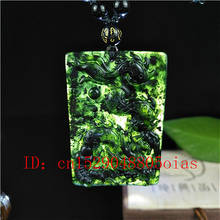 Pingente de dragão de jade preto verde, pingente certificado chinês natural, acessórios de joias, esculpido, presentes para homens 2024 - compre barato