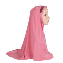 H063a Adults or big girls glitter pray hijab muslim scarf islamic headscarf hat amira pull on headwrap 2024 - buy cheap