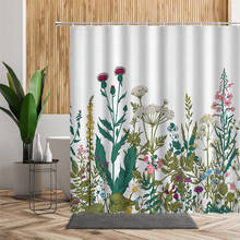 Cortina de banho floral para primavera, cortina de chuveiro com estampa de flores e plantas, decoração de banheiro em 3d, tecido à prova d'água com ganchos, conjunto de cortinas decorativas para casa 2024 - compre barato