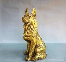 Estatua de cobre puro para sala de estar, muebles de artesanía de latón, muebles de cobre para perro Lobo 2024 - compra barato