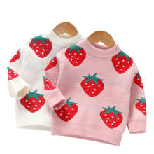 2-8y Girls Clothes Winter children knitted sweaters strawberry pullovers o-neck warm cute baby kids tops wear sweater 2024 - buy cheap