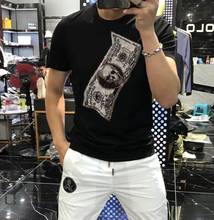 Europe style  t shirt men brand clothing high quality pure cotton male t-shirt Diamonds tshirt men tee shirts man  Hot drill t 2024 - buy cheap