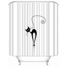Meife-cortinas de ducha con dibujos animados para el hogar, visillo de baño personalizado con diseño de gato negro, impermeable, decoración para el hogar, regalo 2024 - compra barato