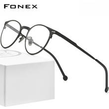 FONEX Pure Titanium Glasses Men Retro Round Prescription Eyeglasses Frame Optical Frame Myopia Eyewear Eye Glass for Women 8510 2024 - buy cheap