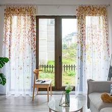 Sheers Curtains Willow Leaf Tulles Window Tulle For Living Room Leaves Printed Gauze for Kitchen Bedroom 2024 - buy cheap