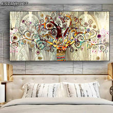 Arte da parede poster árvore da vida por gustav klimt paisagem pintura a óleo moderno quadros decorativos para sala de estar 2024 - compre barato