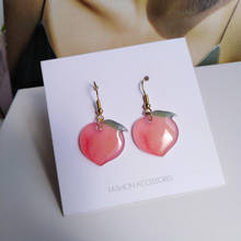 Korean Style 2020 Summer New Temperament Sweet Pink Peach Earrings Clip Cute Acrylic Peach Fruit Ear Clip Earrings No Hole Women 2024 - buy cheap
