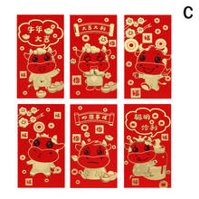 Envelope vermelho chinês 6 peças, criativo, hongbao, primavera, festival, ano novo, casamento, presente vermelho 2024 - compre barato