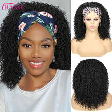 HANNE-Peluca de pelo sintético Afro para mujeres y hombres, pelo corto rizado con diadema, de fibra resistente al calor, negro/marrón 2024 - compra barato