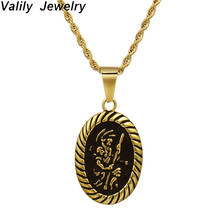 Valily Stainless Steel Men's Oval Saint Christopher Medallion Necklace Religious Oval Pendant Necklace Jewelry for Man 2024 - buy cheap