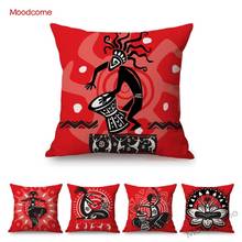 Абстрактный Африканский этнический Племенной символ Африка мультфильм красный диван наволочка домашний Декор Хлопок Лен милые подушки для автомобилей Cas 2024 - купить недорого